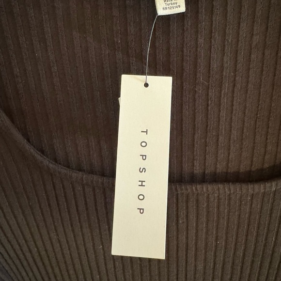 TOPSHOP Black Rib Knit Tie Waist Slit Bodycon Stretch Midi Dress SZ 8 US NWT - Picture 4 of 10